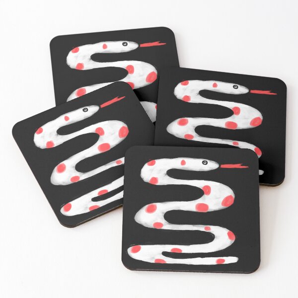 Item preview, Hand drawn wild animal cute snake in doodle sketch style, red polka dot pattern kids art illustration - Black color background designed and sold by WASHINGMACHINE’s vacation.