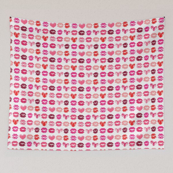 Item preview, Pattern with lipstick kisses and heart designed and sold by AnastasiiaM.
