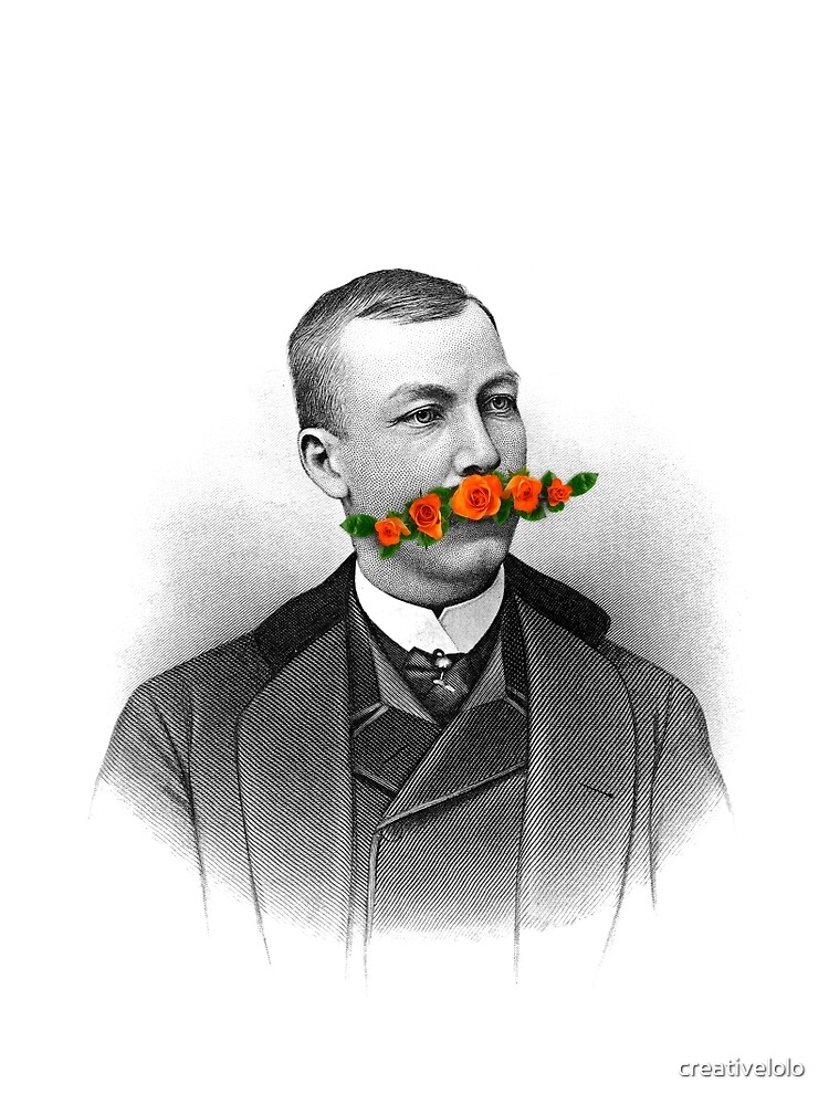 Vintage gentleman & Mustache with flowers by creativelolo