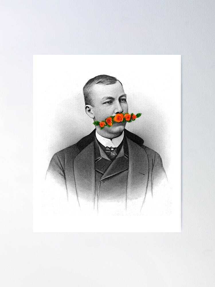 Alternate view of Vintage gentleman & Mustache with flowers Poster