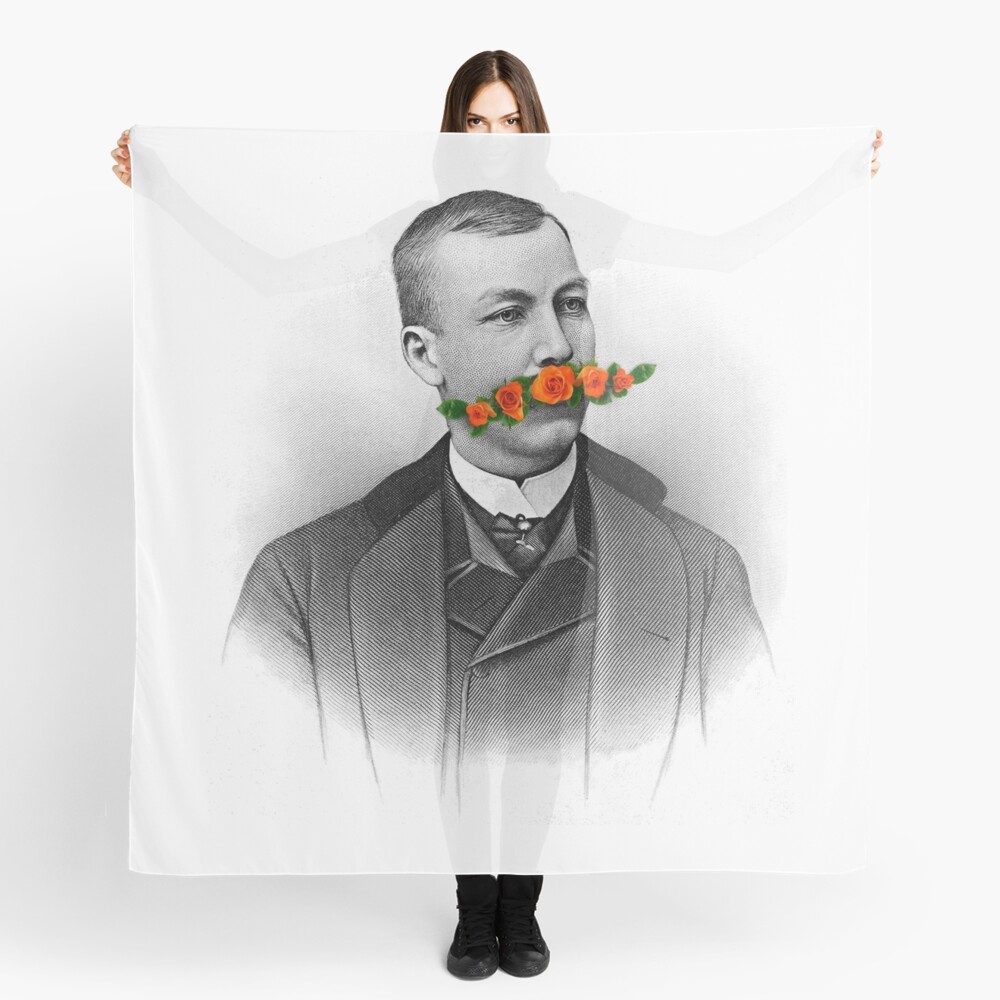 Vintage gentleman & Mustache with flowers Scarf