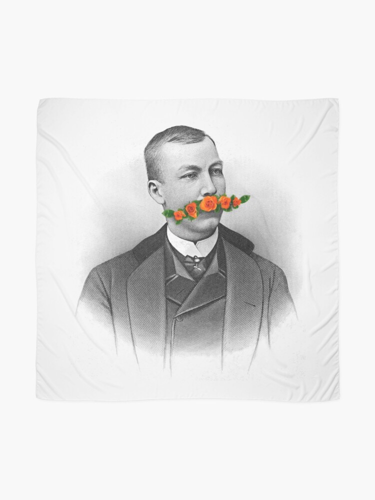 Alternate view of Vintage gentleman & Mustache with flowers Scarf