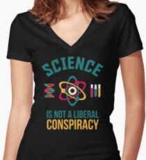 Wissenschaft Tailliertes T-Shirt mit V-Ausschnitt