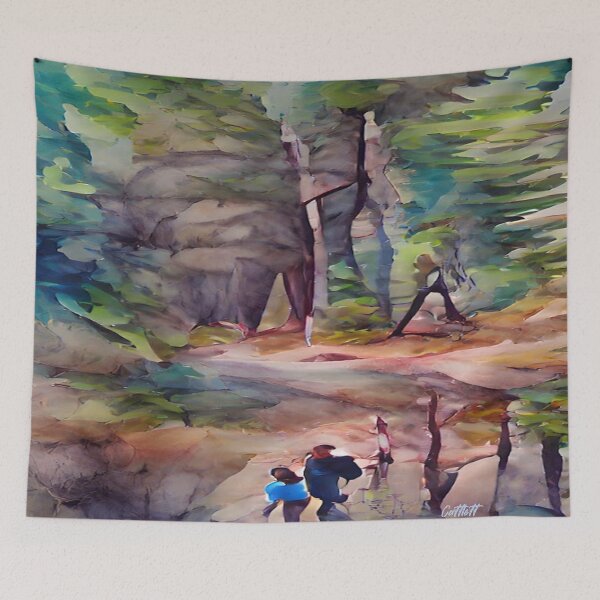 Item preview, Watercolor Hike in the Forest - Woods - Nature - hiking designed and sold by CattlettArt.