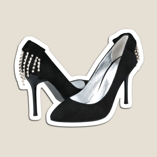 Elegant Black and Silver High Heel Shoe Magnets, Zazzle