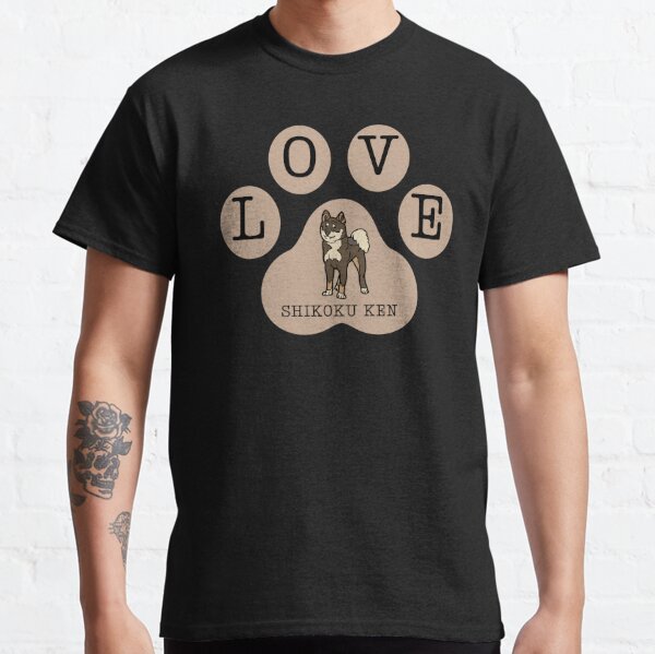 Shikoku Ken dog and LOVE sign on latte brown color paw Classic T-Shirt