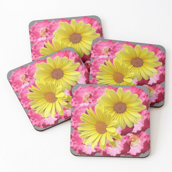 Item preview, YELLOW COLOR FUCHSIA FLOWERS ABSTRACT PATTERN ART designed and sold by sharlesart.