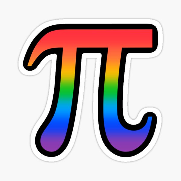 Pi Symbol (Black-Rainbow) Sticker