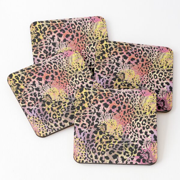 Item preview, Leopard skin black spots on multicolored tropic seamless pattern designed and sold by Yulia Chepurova.