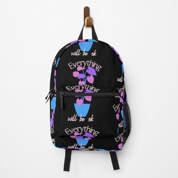 Item preview, Everything will be ok | inspirational quotes | pink and purple flower leaves | abstract word art designed and sold by Vicsdesignsart.