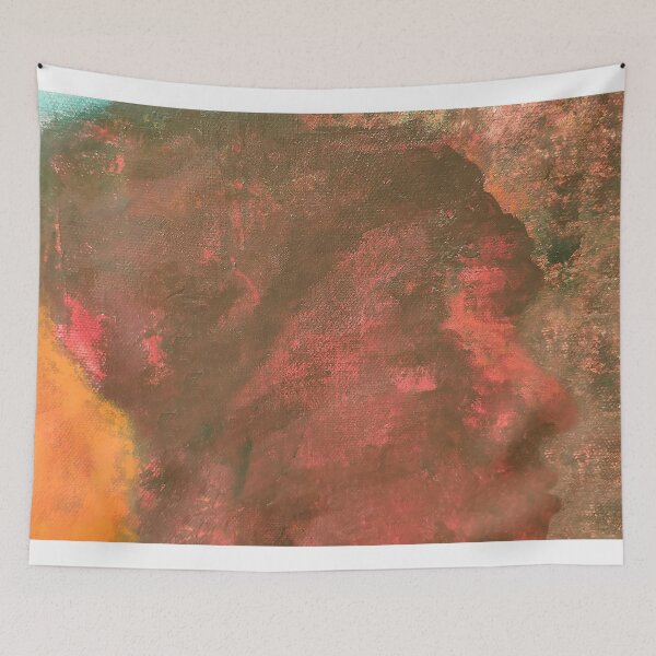 Item preview, Abstract Tribal Profile-Acrylic Abstract With Orange, Dry Green and Salmon designed and sold by TessAndre.
