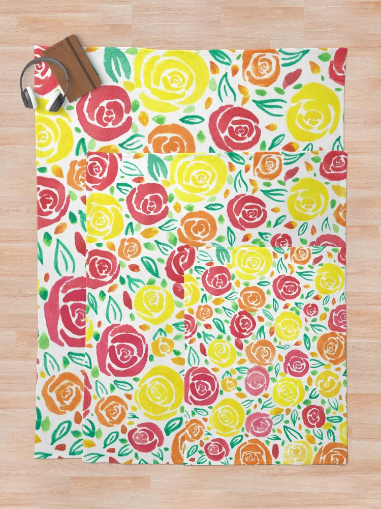 Thumbnail 5 of 6, Throw Blanket, Flower Power - Spring Roses designed and sold by isolsworld.