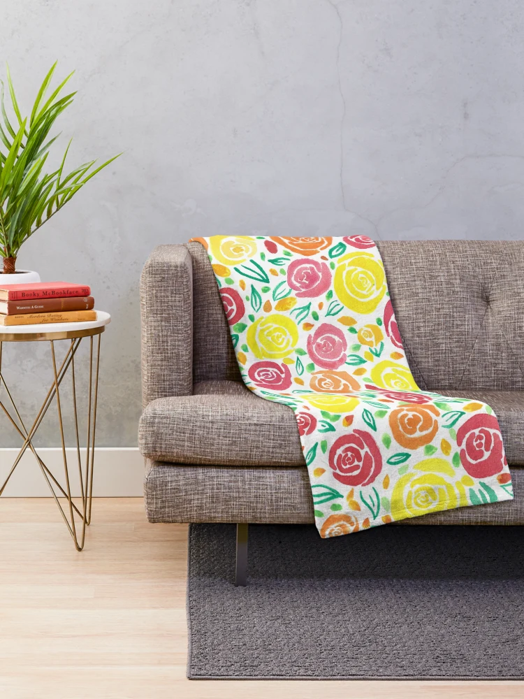 Thumbnail 2 of 6, Throw Blanket, Flower Power - Spring Roses designed and sold by isolsworld.