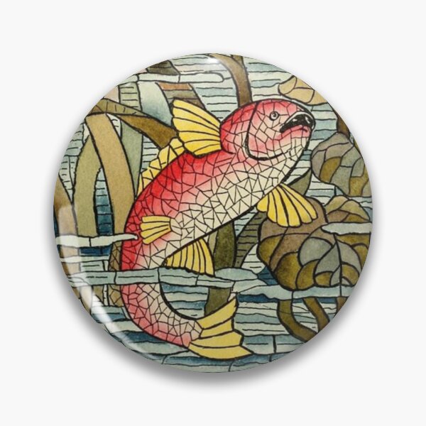 Artikelvorschau, Vintage-Mosaik-Aquarell-Teichfisch-Illustration entworfen und verkauft von silviaol.
