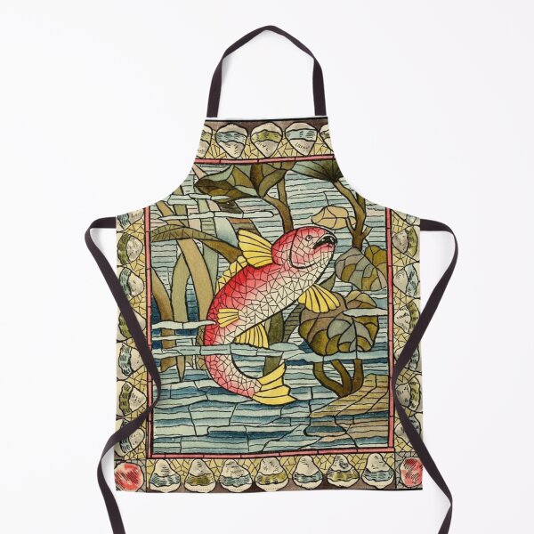 Artikelvorschau, Vintage-Mosaik-Aquarell-Teichfisch-Illustration entworfen und verkauft von silviaol.