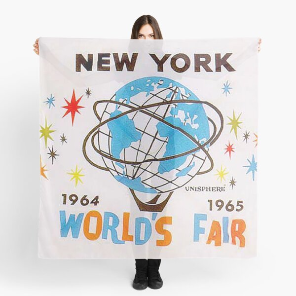 1964 New York World's Fair poster, vintage poster, Unisphere, Flushing Meadows, NYC, vintage travel posters, MCM, Mid Century Modern Scarf