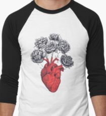 Heart with peonies Men's Baseball ¾ T-Shirt