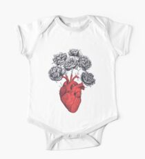 Heart with peonies One Piece - Short Sleeve
