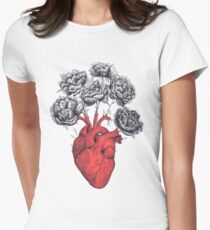Heart with peonies Women's Fitted T-Shirt