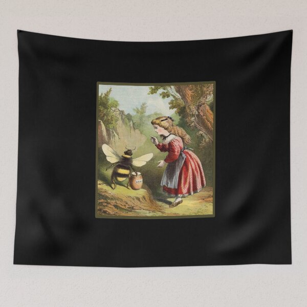 Item preview, Vintage Girl and the Bee - 1800's Book Illustration designed and sold by MountMercantile.