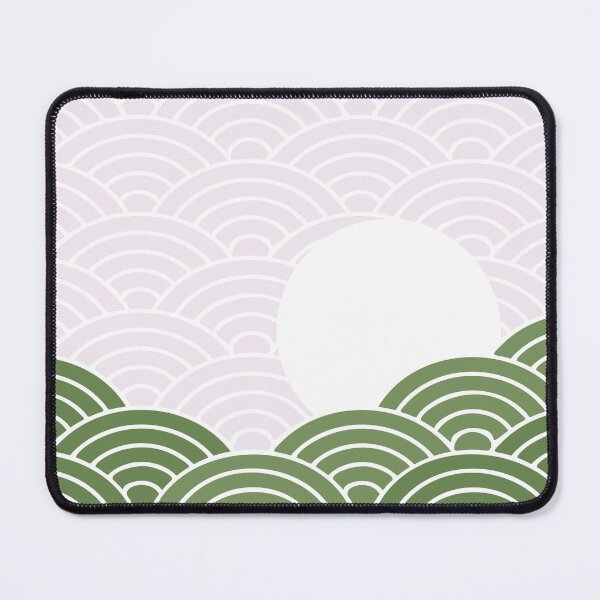 Item preview, Sage green, green and pale light pink Japanese Abstract Sunset Sunrise Anime Pattern Contemporary Art Illustration for Farmhouse designed and sold by Denis Epanov.