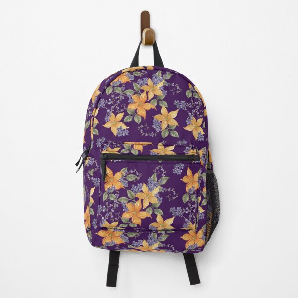 Item preview, Orange Flowers And Forget-Me-Nots Pattern (Plum) designed and sold by HildegunStudio.