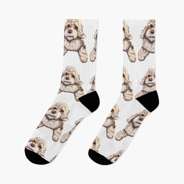 Item preview, Cute white Cavapoo Cavoodle puppy dog - cavalier king charles spaniel poodle designed and sold by Artonmytee.
