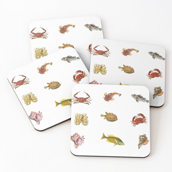 Item preview, Vintage Colorful Marine Life Fish and Shells designed and sold by silviaol.