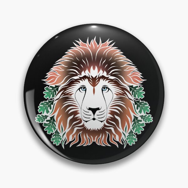 Item preview, Lion Head with Oak Leaves - mainly on Black designed and sold by sleepingdogprod.