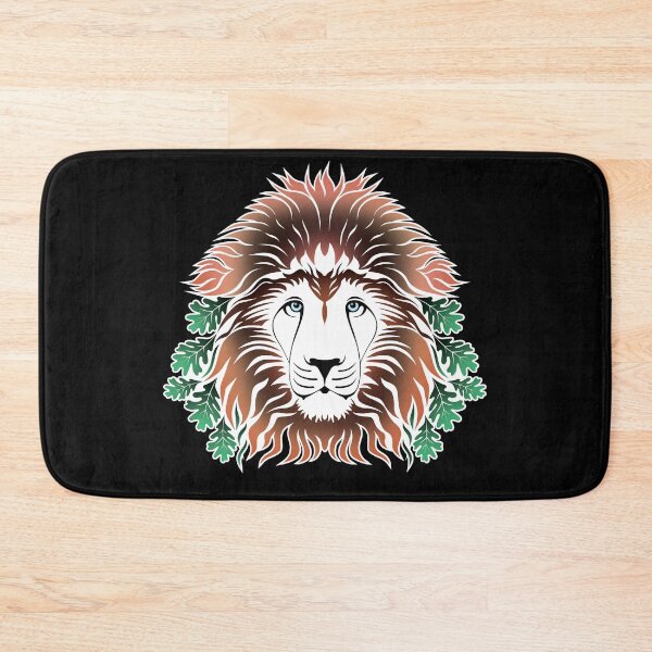 Item preview, Lion Head with Oak Leaves - mainly on Black designed and sold by sleepingdogprod.