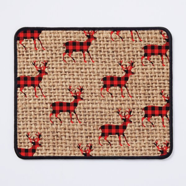 Item preview, Rustic Brown Burlap Country Red Plaid Deer designed and sold by silviaol.