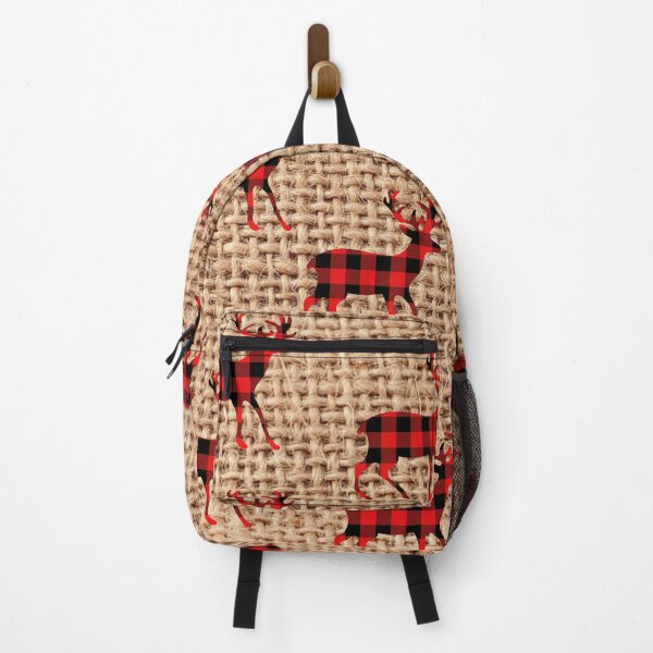 Item preview, Rustic Brown Burlap Country Red Plaid Deer designed and sold by silviaol.