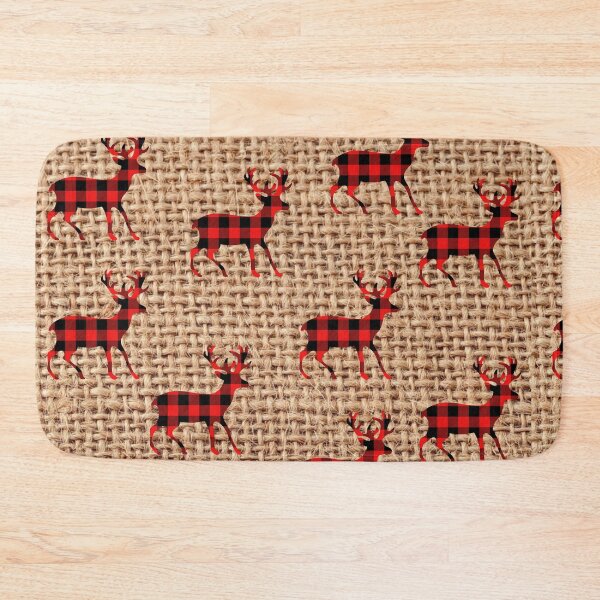 Item preview, Rustic Brown Burlap Country Red Plaid Deer designed and sold by silviaol.