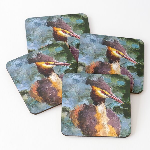 Item preview, Great Crested Grebe Podiceps Cristatus, Cute Great Crested Grebe Chick, Beautiful Aquatic Birds, Great Crested Grebe Drawing designed and sold by Paintcorner.