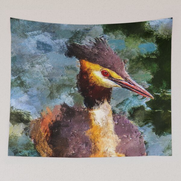 Item preview, Great Crested Grebe Podiceps Cristatus, Cute Great Crested Grebe Chick, Beautiful Aquatic Birds, Great Crested Grebe Drawing designed and sold by Paintcorner.