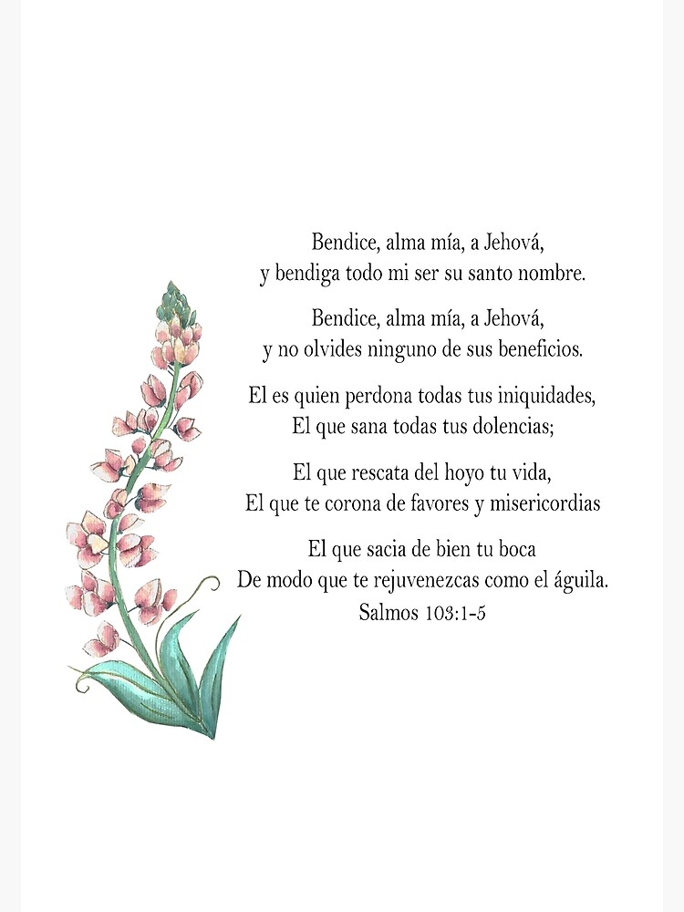 Bendice alma mía a Jehová, Spanish Bible Verse Art Print for Sale by  latiendadearyam