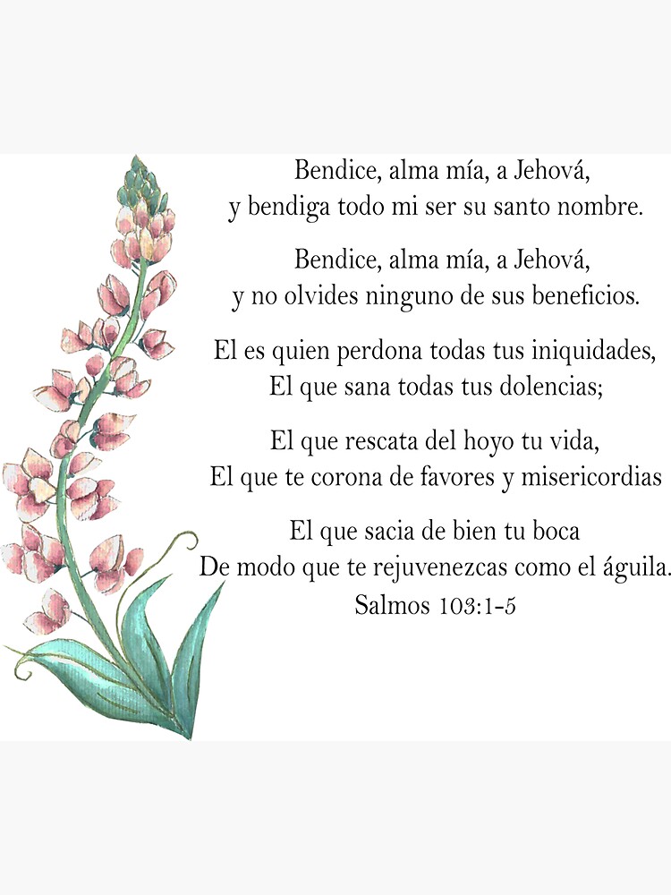 Bendice alma mía a Jehová, Spanish Bible Verse Poster for Sale by