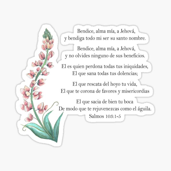Bendice alma mía a Jehová, Spanish Bible Verse Sticker for Sale by  latiendadearyam