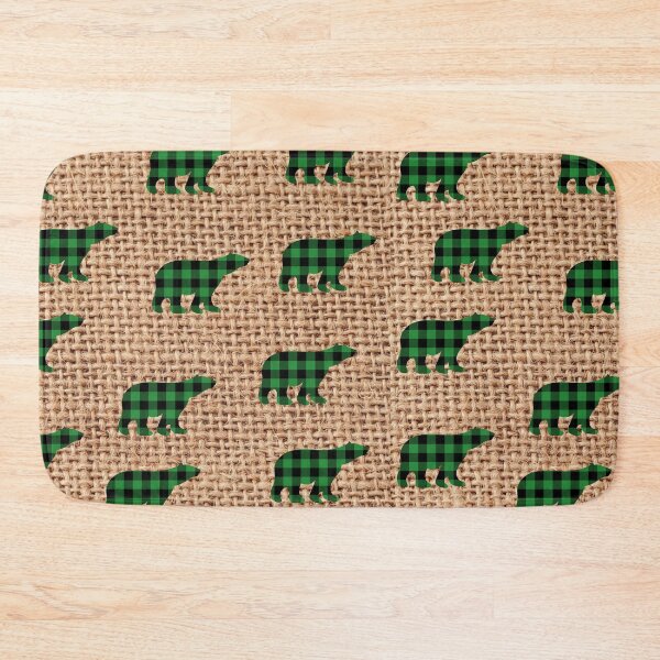 Item preview, Rustic Brown Burlap Country Green Plaid Bear designed and sold by silviaol.
