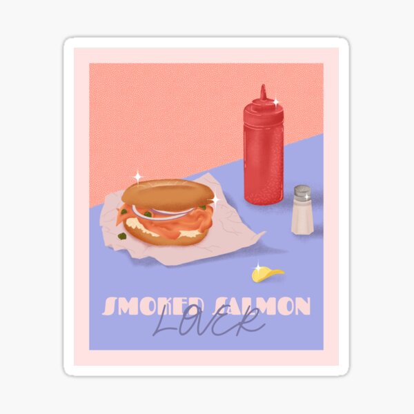 Vista previa del artículo con la obra «amante del salmón ahumado, bagel de salmón ahumado, amo el salmón ahumado, alcaparras», diseñado y vendido por SuperiorPrints.