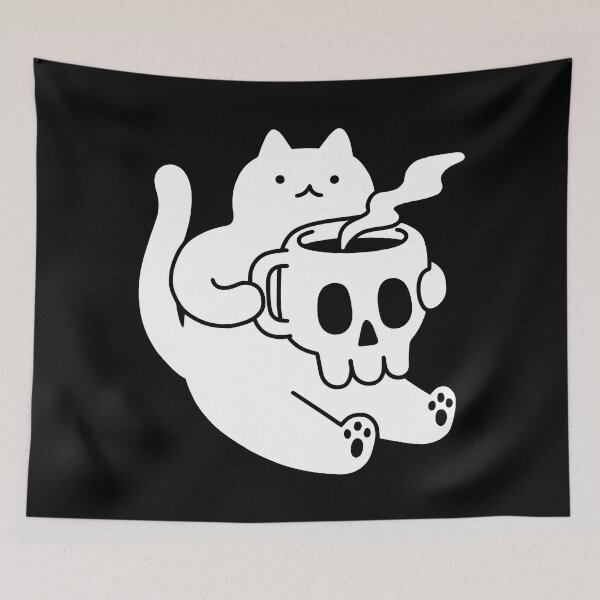 Item preview, Cat and Skull Mug designed and sold by obinsun.