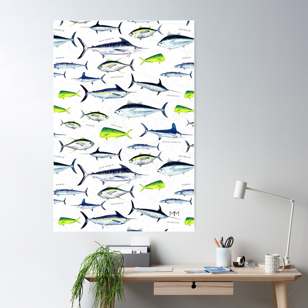 XtraFly Apparel Mens Saltwater Fish Collage Marlin Tuna Swordfish