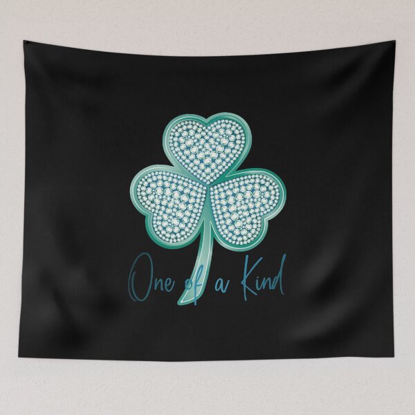 Item preview, “One of a Kind” Diamond Aqua Shamrock! (on Black) designed and sold by PawsitiveMum.