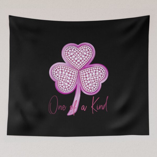 Item preview, “One of a Kind” Diamond Pink Shamrock! (on Black) designed and sold by PawsitiveMum.
