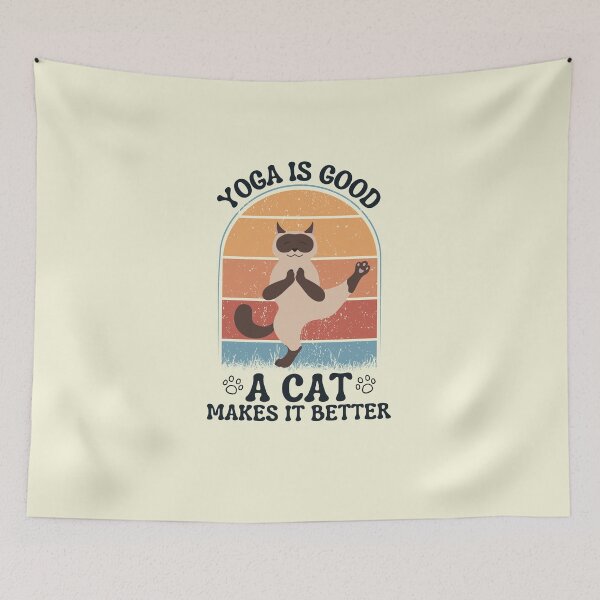 Item preview, funny retro vintage yoga for cats lover designed and sold by salahnewdesign.