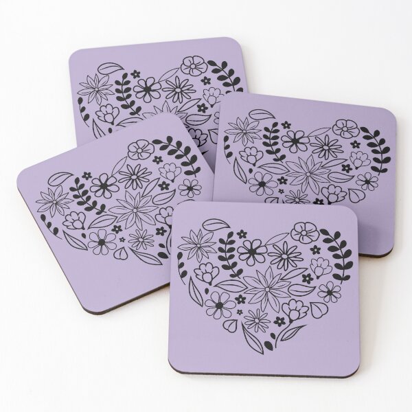 Item preview, Black Swirly Floral Pattern - Pretty Heart Floral Design For Flower Lovers/Botanists designed and sold by haRexia.
