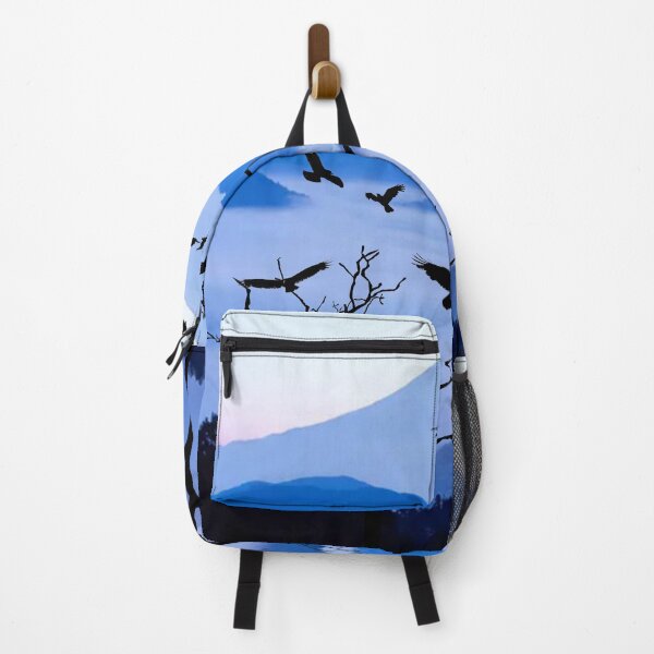 Item preview, Misty Blue Mountains with Silhouette Trees and Birds designed and sold by tomorrowsart.