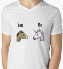 Unicorn emoji me vs you Men's V-Neck T-Shirt