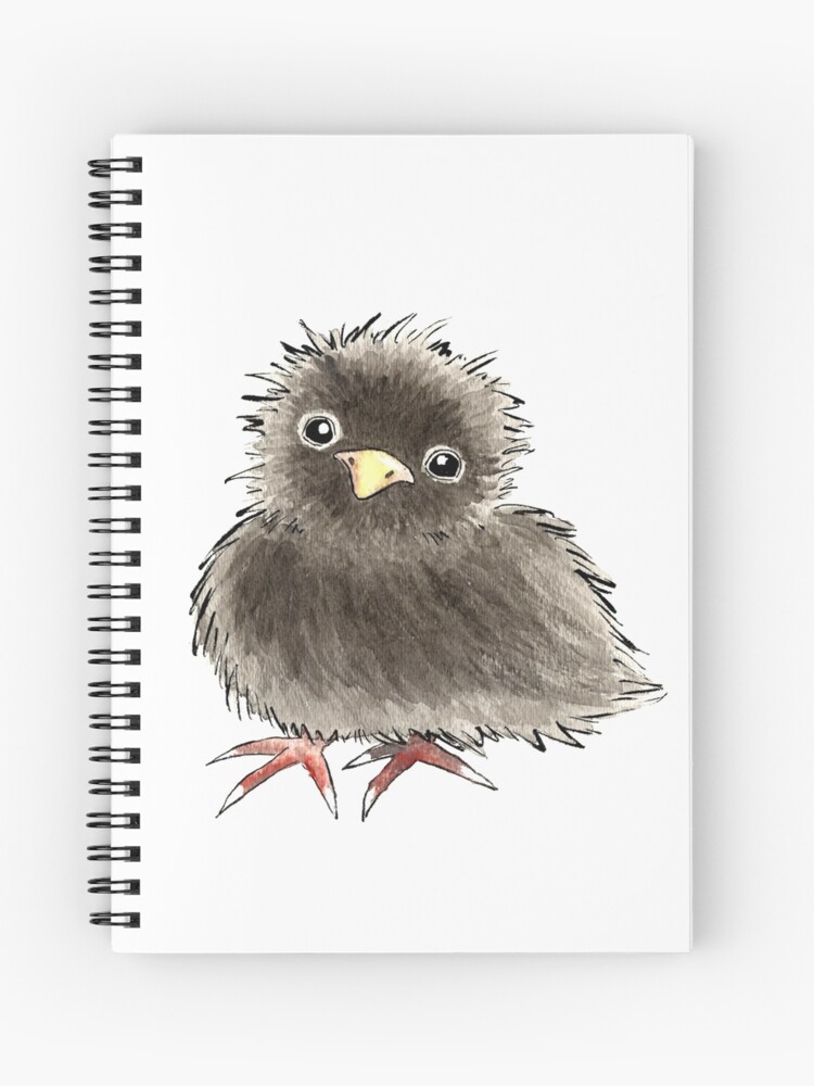 Cahier A Spirale Bebe Corbeau Oiseau Noir A L Aquarelle Par Pixelmist Redbubble