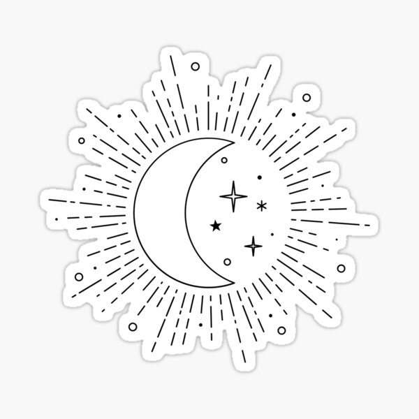 "Moon and Stars Design" Sticker by mh2022 Redbubble